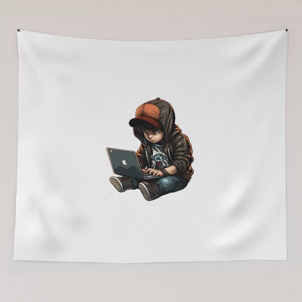 Item preview, Young Boy Using Laptop Computer for Learning and Education designed and sold by devtshirts.