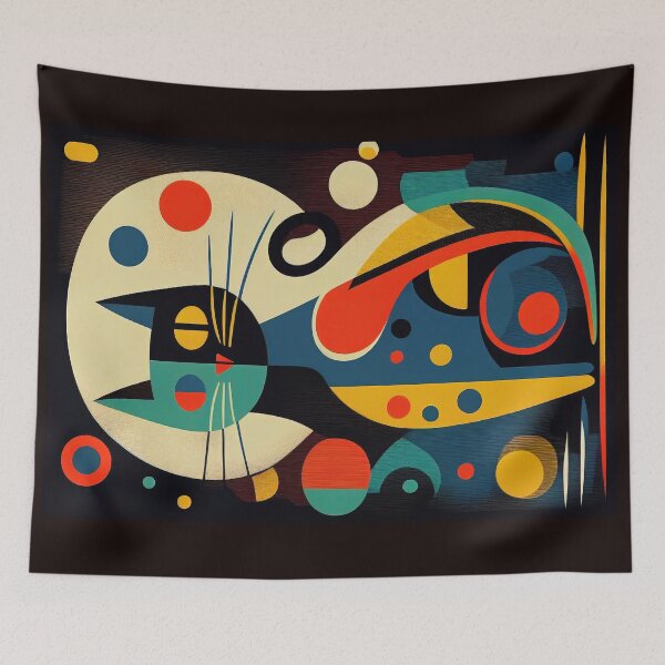 Item preview, Mid Century Colorful Cat 16 Abstract Art Print Painting Wall Decor designed and sold by winterkitty88.