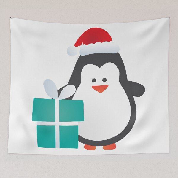 Item preview, Cute Christmas Penguin with Gift and Santa Hat designed and sold by BlueRockDesigns.