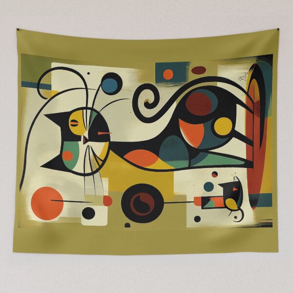 Item preview, Mid Century Colorful Cat 15 Abstract Art Print Painting Wall Decor designed and sold by winterkitty88.
