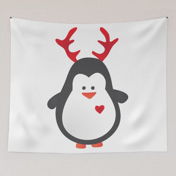 Item preview, Cute Penguin with Reindeer Antlers designed and sold by BlueRockDesigns.
