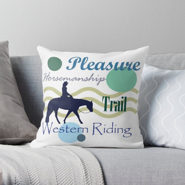 Western Horse All Around In Blue Throw Pillow