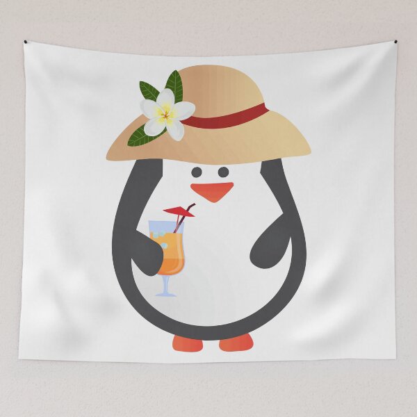 Item preview, Cute Tropical Penguin with Hat and Drink designed and sold by BlueRockDesigns.