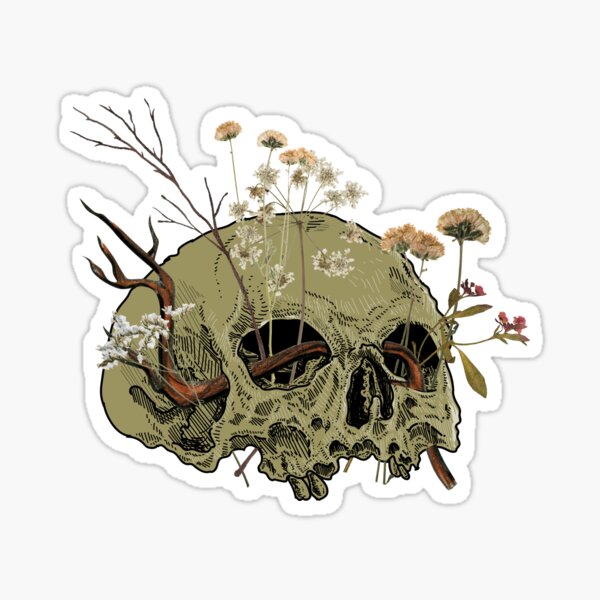 Item preview, Sprouted Skull Sticker designed and sold by SceneOfTheCrime.