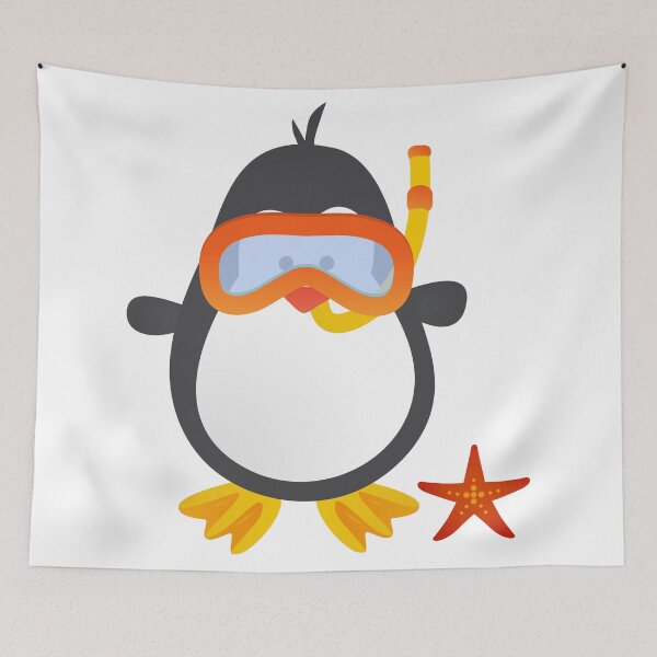 Item preview, Cute Snorkeling Penguin with Tropical Starfish designed and sold by BlueRockDesigns.