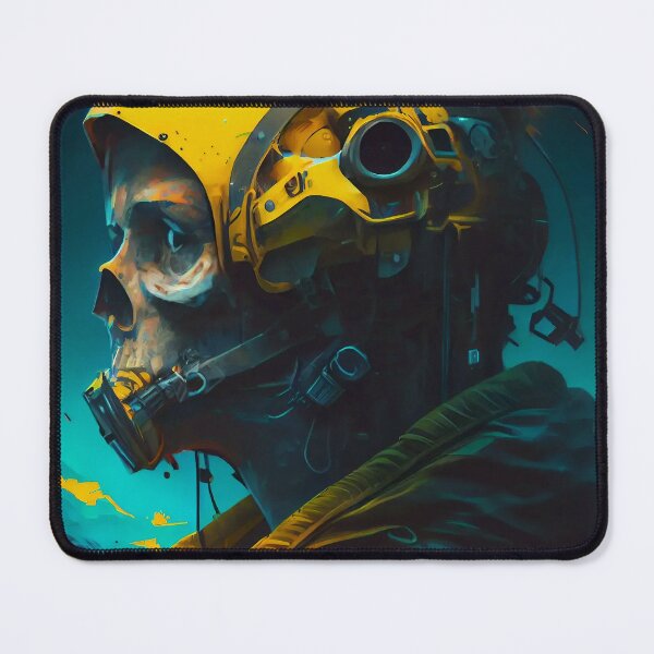 Item preview, Post-Apocalyptic Pilot: Ultra Detailed Skull Portrait - Cyberpunk Style Yellow Fusion Concept Art designed and sold by ZickDezine.