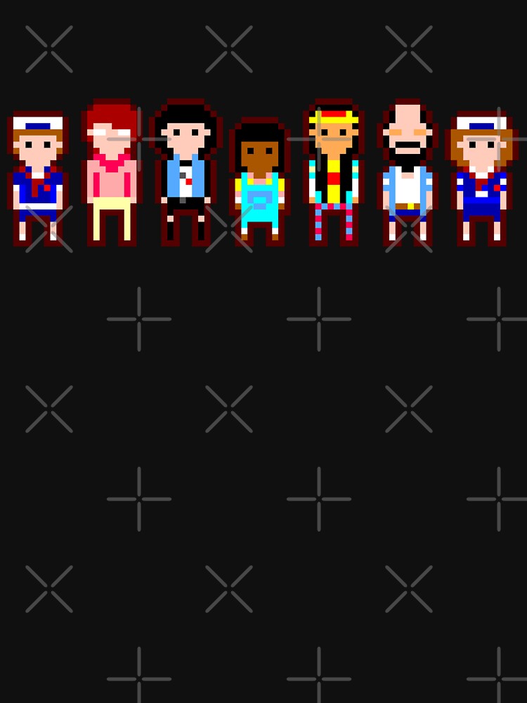 Thumbnail 7 of 7, Classic T-Shirt, Stranger Things Pixel Art Characters designed and sold by studiokraze.