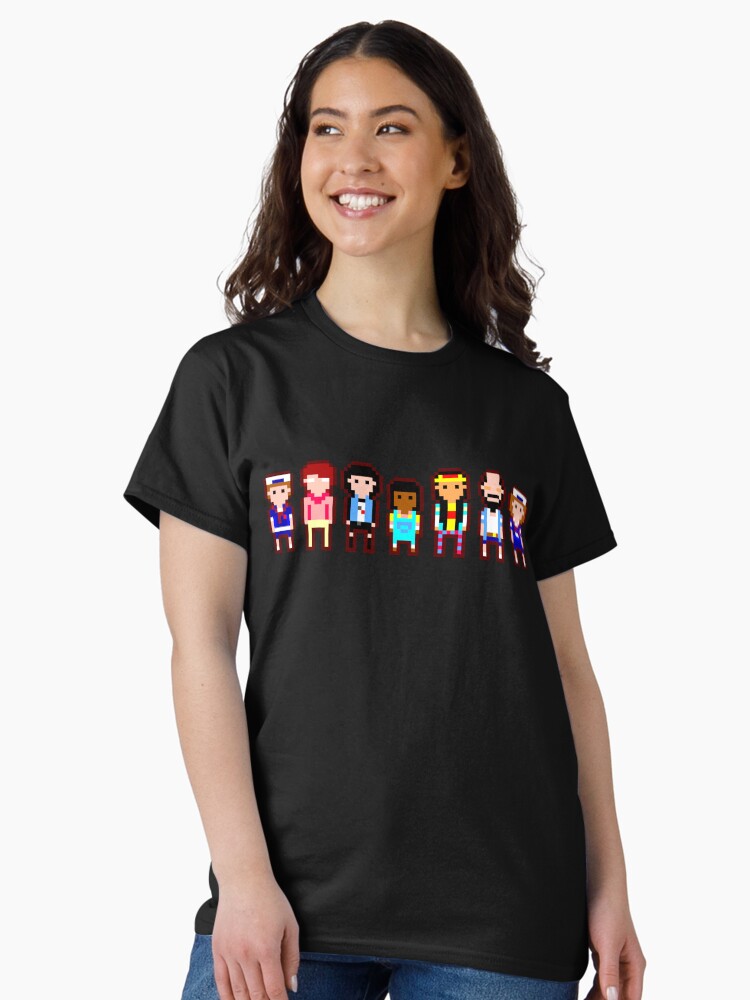 Thumbnail 2 of 7, Classic T-Shirt, Stranger Things Pixel Art Characters designed and sold by studiokraze.