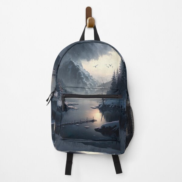 Item preview, Landscape of winter lake in mountain valley designed and sold by UmagineArts.