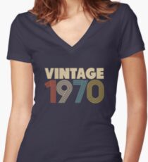 Vintage 1970 - 48th Birthday Women's Fitted V-Neck T-Shirt