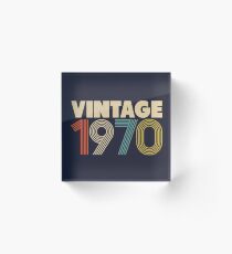 Vintage 1970 - 48th Birthday Acrylic Block