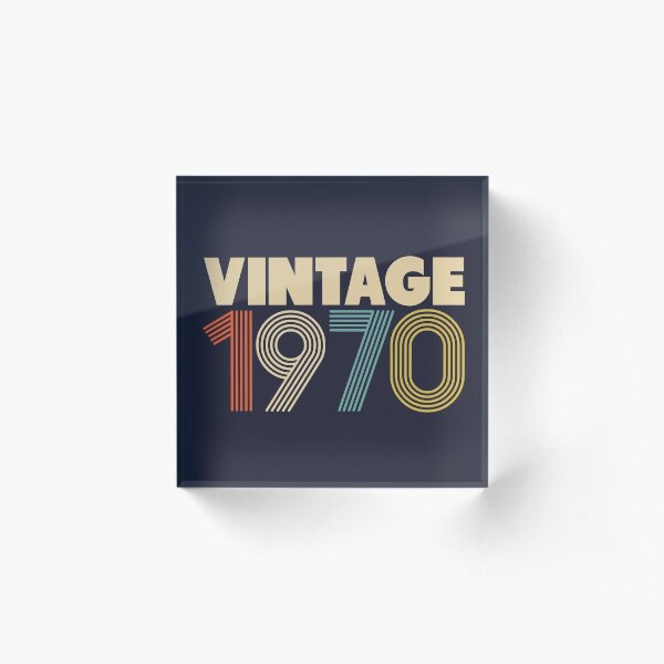 Vintage 1970 - 48th Birthday Acrylic Block