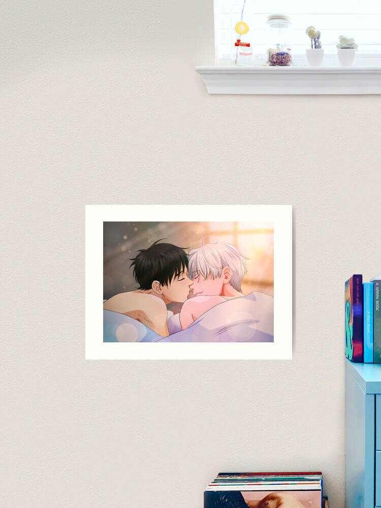 Kiss In Bed anime manga fanart gay yaoi lgbt | Photographic Print