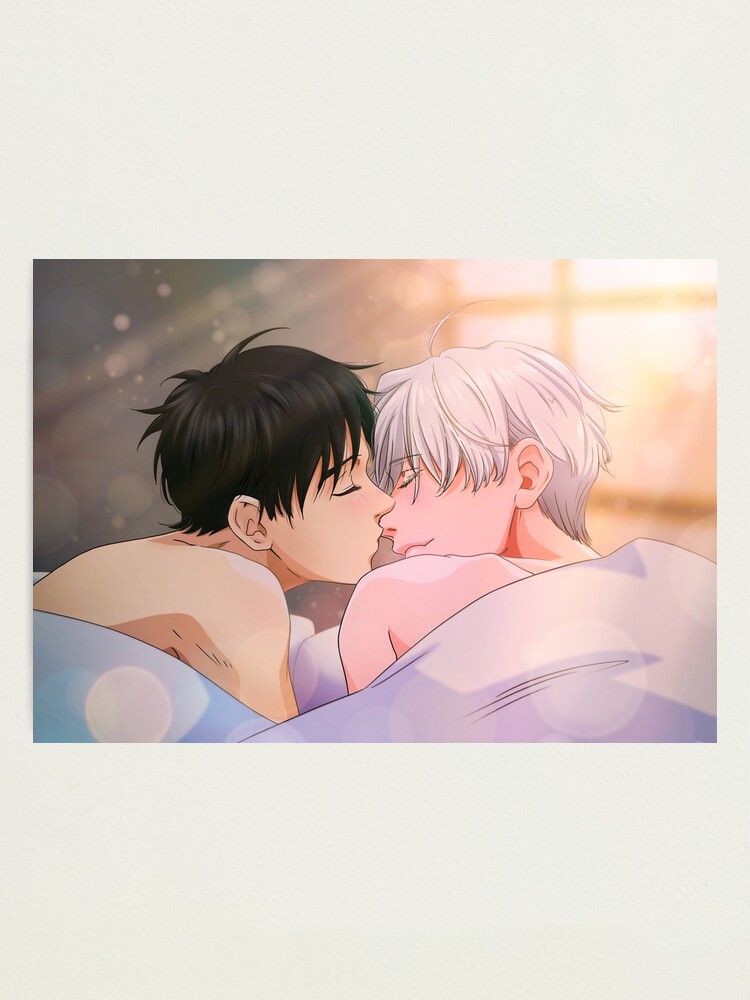 Kiss In Bed anime manga fanart gay yaoi lgbt | Photographic Print