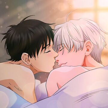 Kiss In Bed anime manga fanart gay yaoi lgbt | Photographic Print