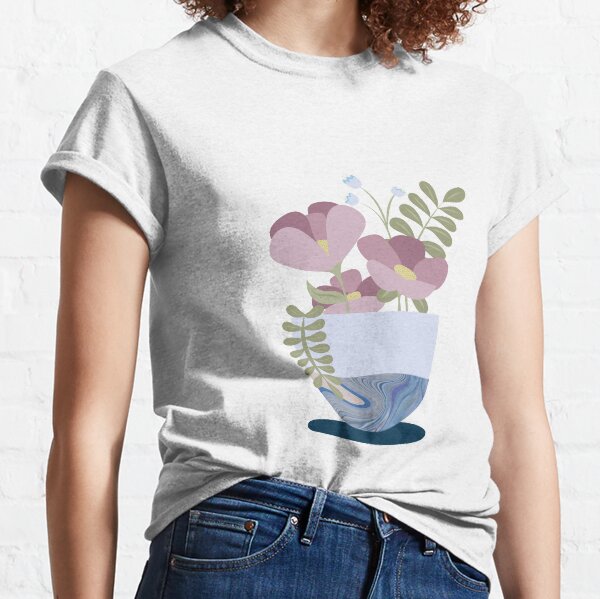 Pink Posies in a Marbleised Vase Classic T-Shirt
