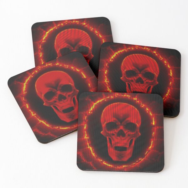 Aperçu de l'œuvre Flaming Glowing Skull 8-bit Pixel Art créée et vendue par PixelDripped.