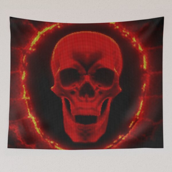 Item preview, Flaming Glowing Skull 8-bit Pixel Art designed and sold by PixelDripped.