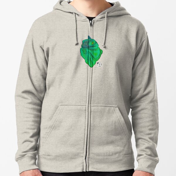 Teal and Green Iguana Zipped Hoodie