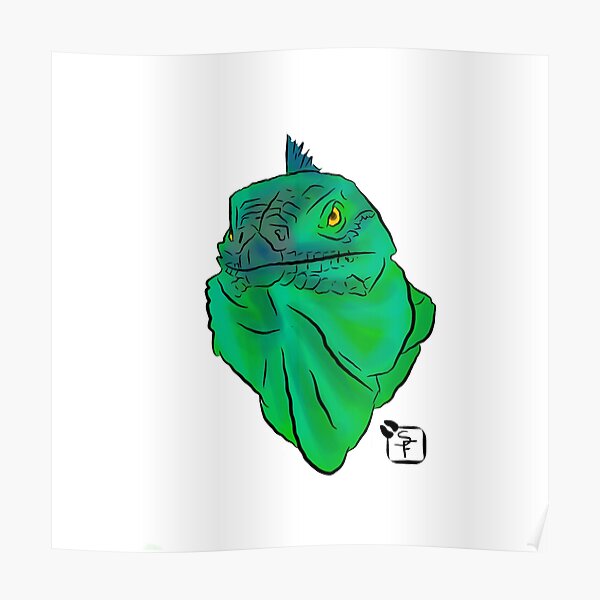Teal and Green Iguana Poster