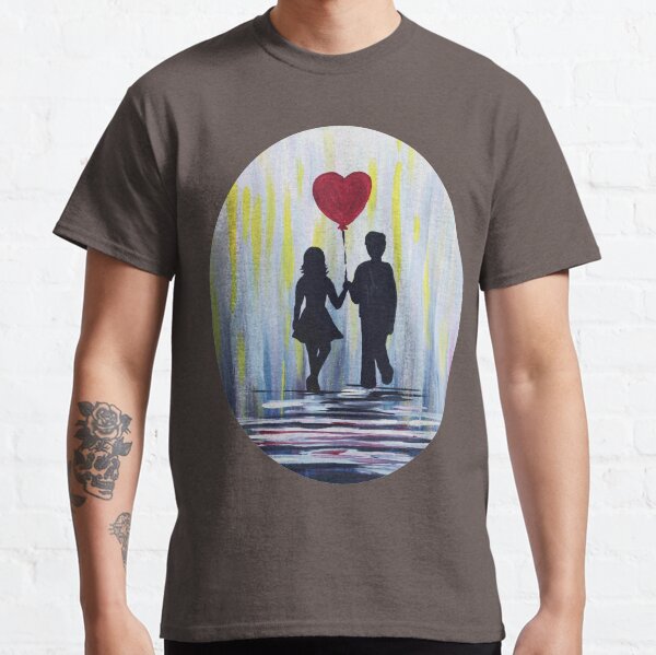 Valentine Couple With Heart Balloon Classic T-Shirt