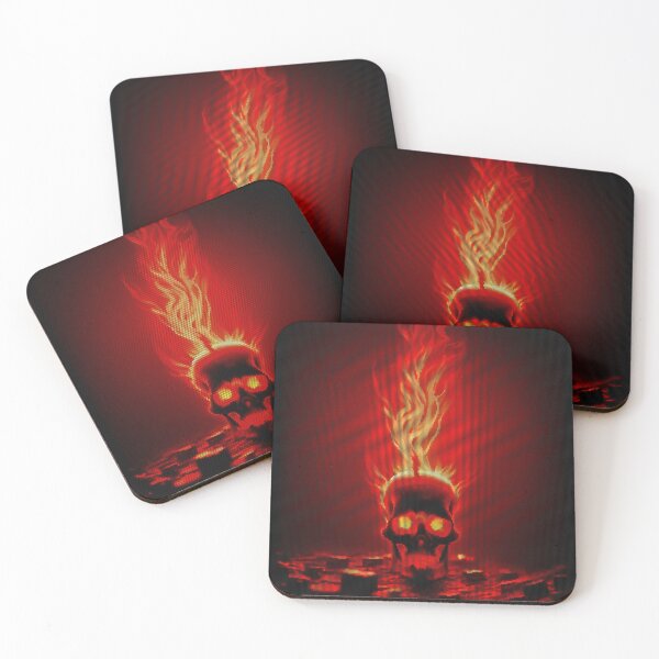 Aperçu de l'œuvre Flaming Glowing Skull 8-bit Pixel Art créée et vendue par PixelDripped.