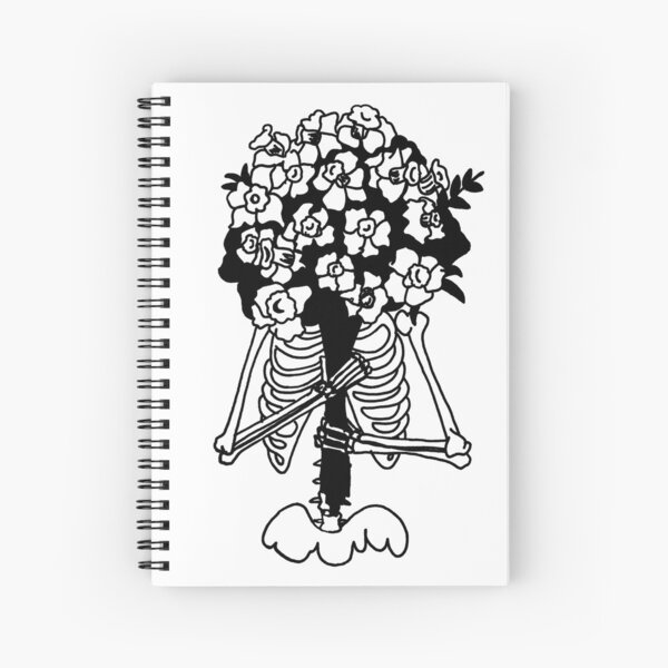 Skeleton Holding a Bouquet of Daffodils Spiral Notebook