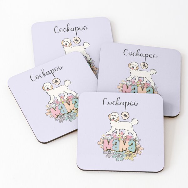 Item preview, White and Apricot Cream Golden Cockapoo Mama 7 - lilac designed and sold by Lulupainting.