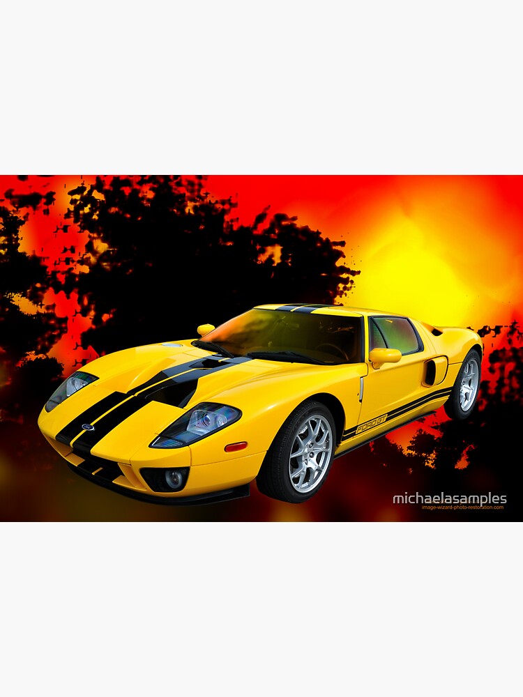 Thumbnail 3 of 3, Sticker, Yellow Ford GT designed and sold by michaelasamples.