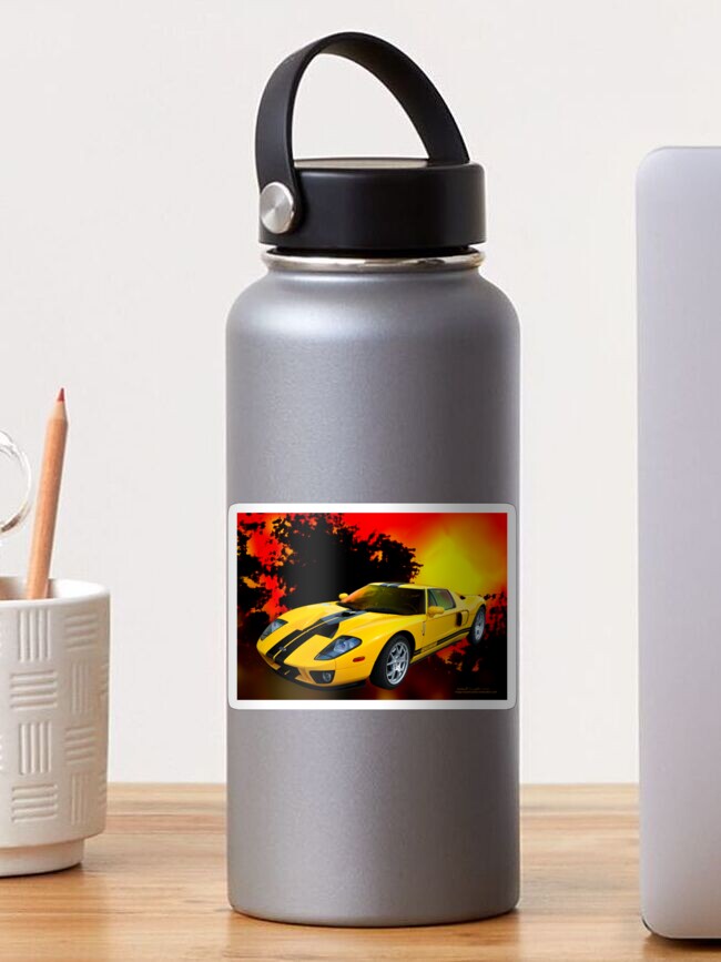 Thumbnail 1 of 3, Sticker, Yellow Ford GT designed and sold by michaelasamples.