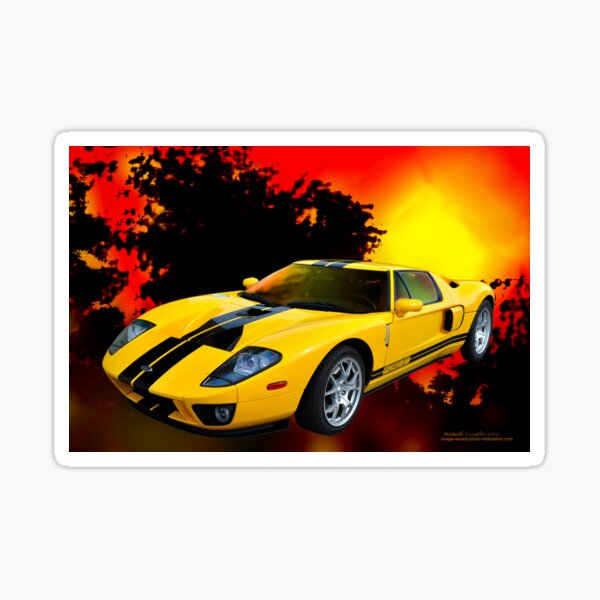 Yellow Ford GT Sticker