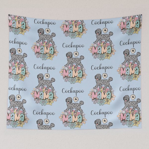 Item preview, Blue Merle Cockapoo Mama - light blue designed and sold by Lulupainting.