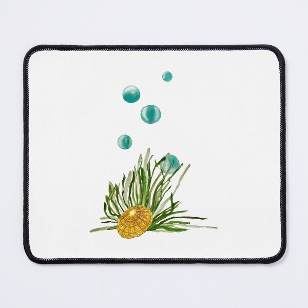 Item preview, Seaweed bubbles shell ocean sea watercolor sketch designed and sold by Yana Mustafina | Boho Soulful Designs.