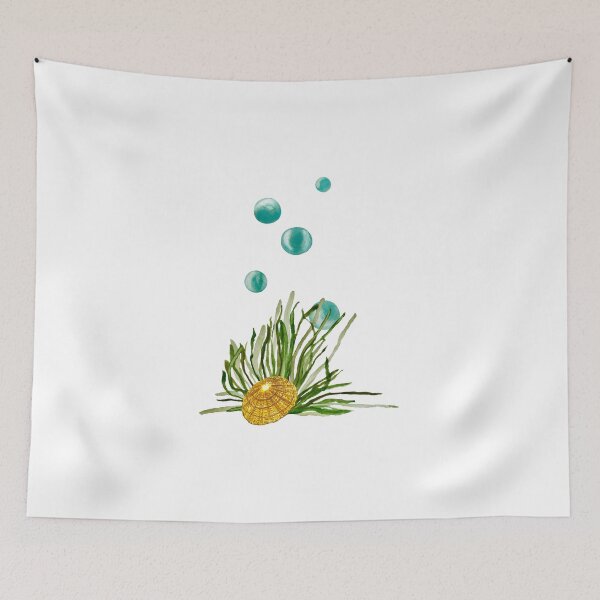 Item preview, Seaweed bubbles shell ocean sea watercolor sketch designed and sold by Yana Mustafina | Boho Soulful Designs.