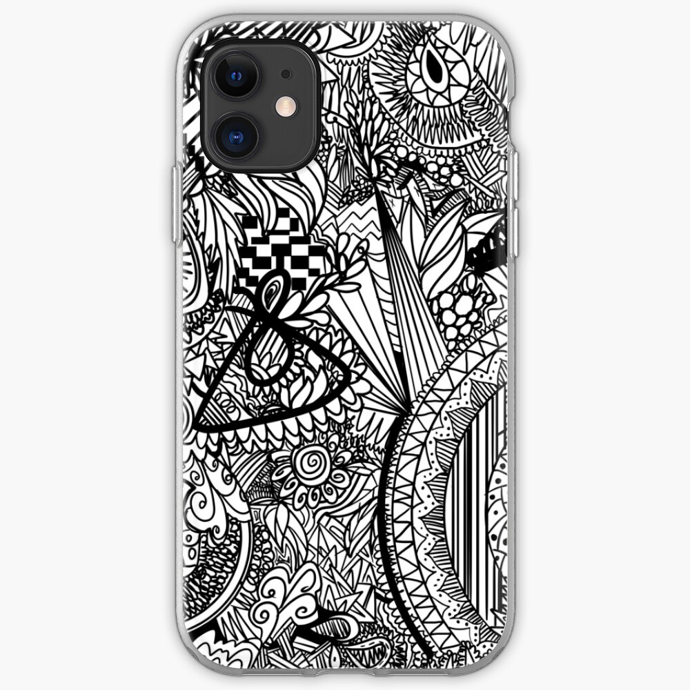"zentangle black and white cute design doodle " iPhone Case & Cover by