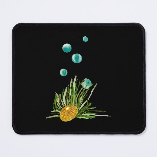 Item preview, Seaweed bubbles shell ocean sea watercolor sketch black designed and sold by Yana Mustafina | Boho Soulful Designs.