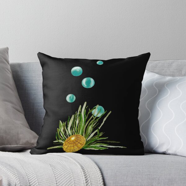 Item preview, Seaweed bubbles shell ocean sea watercolor sketch black designed and sold by Yana Mustafina | Boho Soulful Designs.