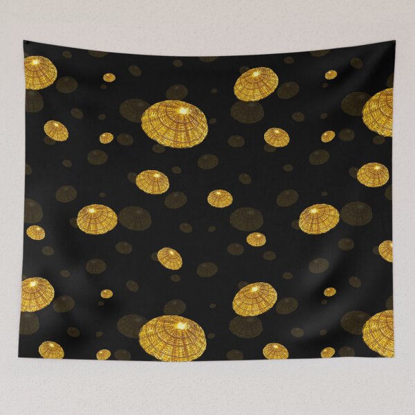 Item preview, Seashell yellow pattern simple a watercolor black designed and sold by Yana Mustafina | Boho Soulful Designs.
