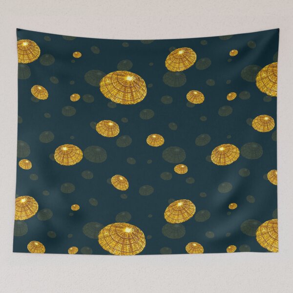 Item preview, Seashell yellow pattern simple a watercolor blue designed and sold by Yana Mustafina | Boho Soulful Designs.