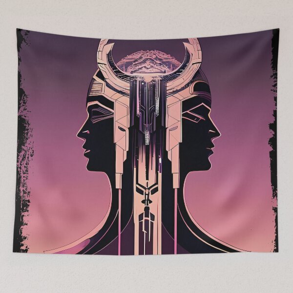 Item preview, Hathor, the Cyberpunk Egyptian Deity: Futuristic Sticker Design designed and sold by Mytho Merch.