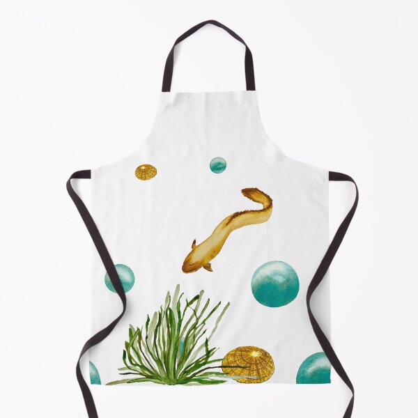Item preview, Seaweed eel bubbles shell a watercolor sketch designed and sold by Yana Mustafina | Boho Soulful Designs.