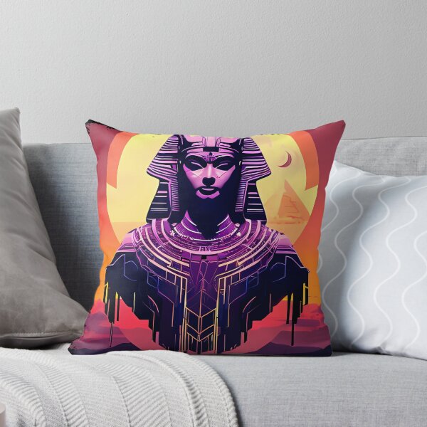 Artikelvorschau, Hathor, die ägyptische Cyberpunk-Gottheit: Futuristisches Aufkleber-Design entworfen und verkauft von Mytho Merch.