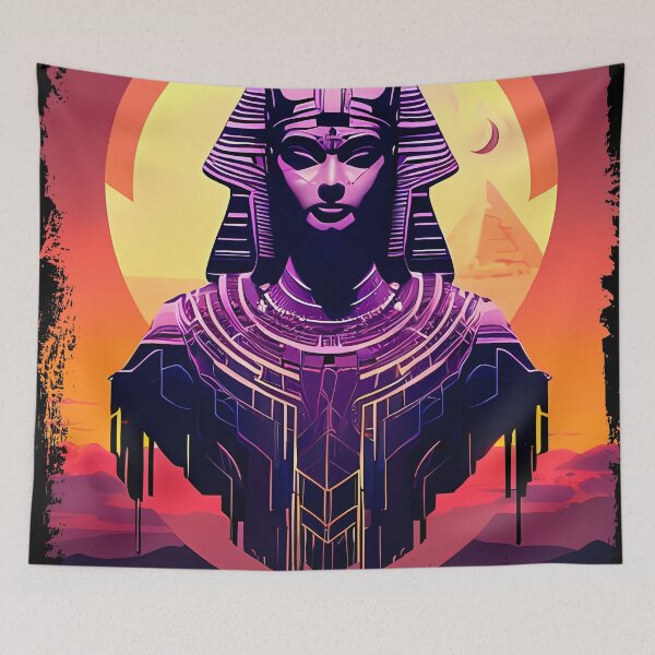 Item preview, Hathor, the Cyberpunk Egyptian Deity: Futuristic Sticker Design designed and sold by Mytho Merch.