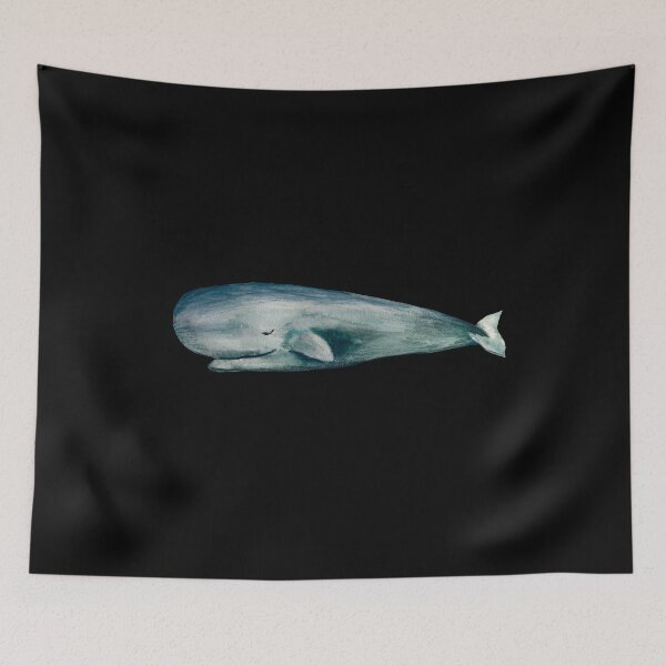 Item preview, Whale blue sea ocean fish watercolor illustration black designed and sold by Yana Mustafina | Boho Soulful Designs.