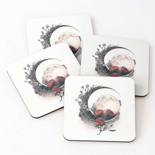 Item preview, Vintage Pretty Phases of the Moon with Daisies and Roses designed and sold by cynino.