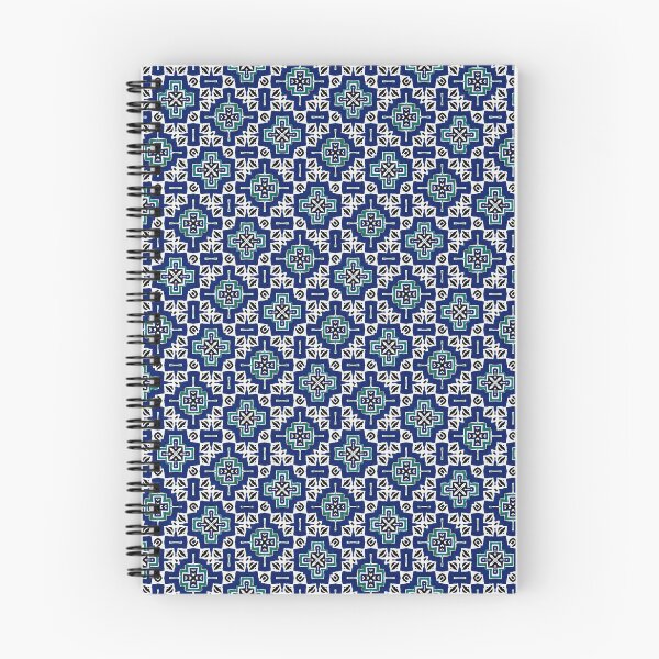 Aperçu de l'œuvre Mediterranean Print - Intricate Pattern in Teal, White & Blue créée et vendue par hojhojart.