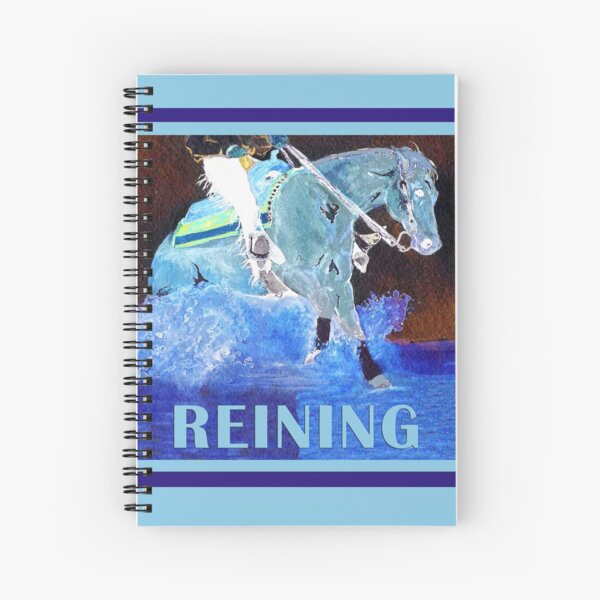 Reining Horse Watercolor In Blue Spiral Notebook