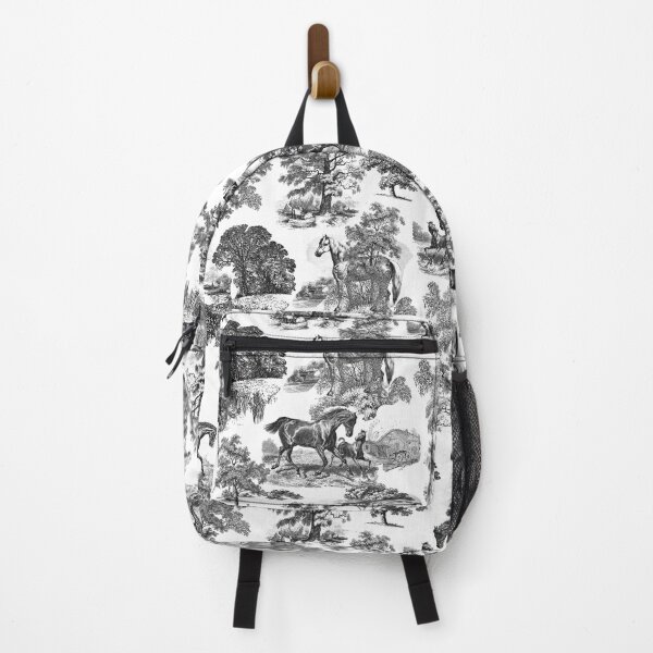 Item preview, Elegant Vintage Chic Black White Toile Horses Pattern designed and sold by tanjica.