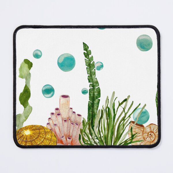 Item preview, Seaweed coral shell bubbles a watercolor sketch designed and sold by Yana Mustafina | Boho Soulful Designs.