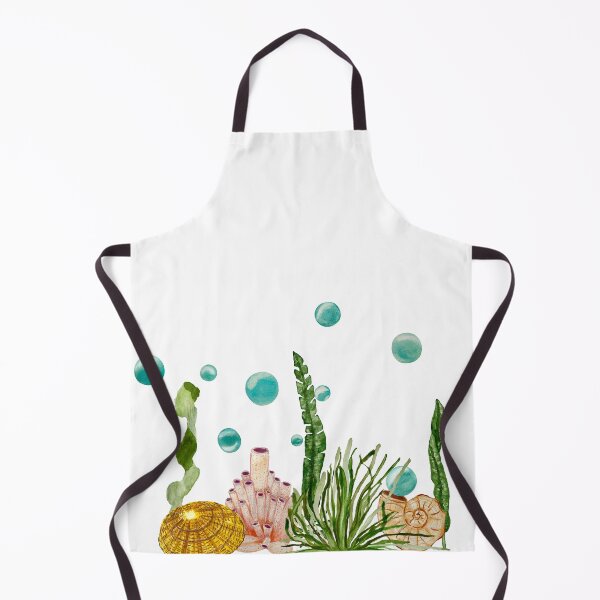 Item preview, Seaweed coral shell bubbles a watercolor sketch designed and sold by Yana Mustafina | Boho Soulful Designs.